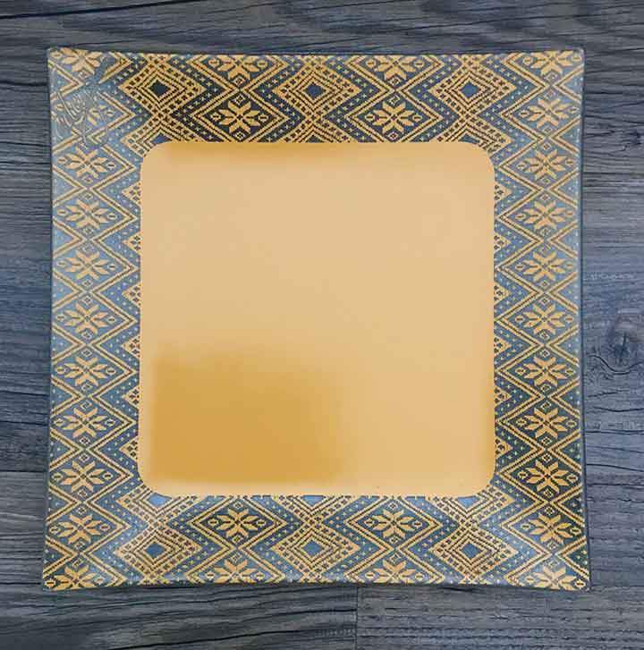 Dessert & Salad Plate, border tilet design, yellow