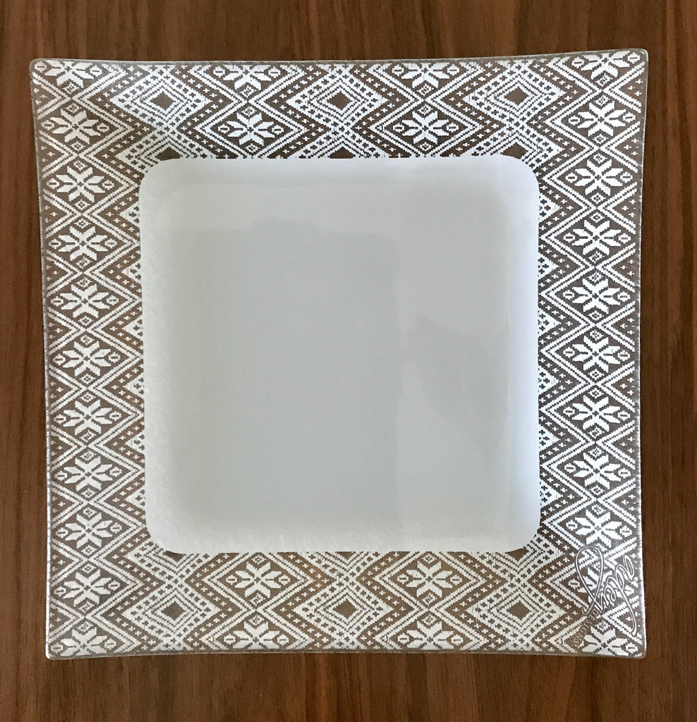 Dinner Plate, border tilet design, silver