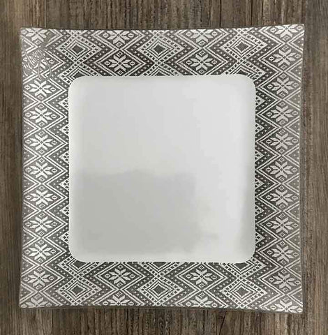 Dinner Plate, border tilet design, white